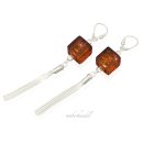 Ohrringe Ohrstecker Bernstein Amber Silber 925 Würfel (Nr1612)