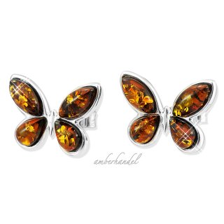 Ohrringe Schmetterlinge Bernstein Amber Silber 925