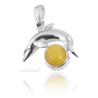 Anhänger Delphin Bernstein Amber Silber 925  (A055)