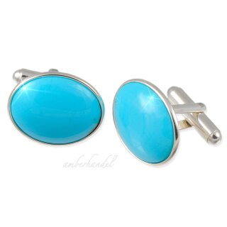 Manschettenknöpfe Türkis Silber 925 Blau
