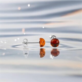Ohrringe Ohrstecker Bernstein Amber  Silber 925 ø 6mm (Nr 1268)