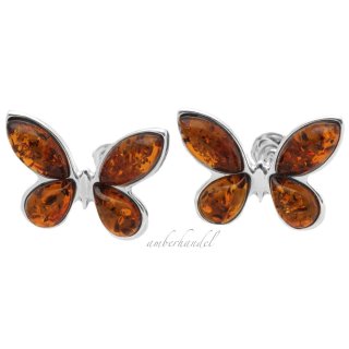 Ohrringe Schmetterlinge Bernstein Amber Silber 925
