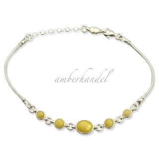 Armband Bernstein Amber Silber 925  Länge verstellbar von 19cm - 24 cm