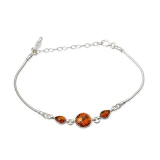 Armband Bernstein Amber Silber 925  Länge verstellbar von 20 cm - 25 cm