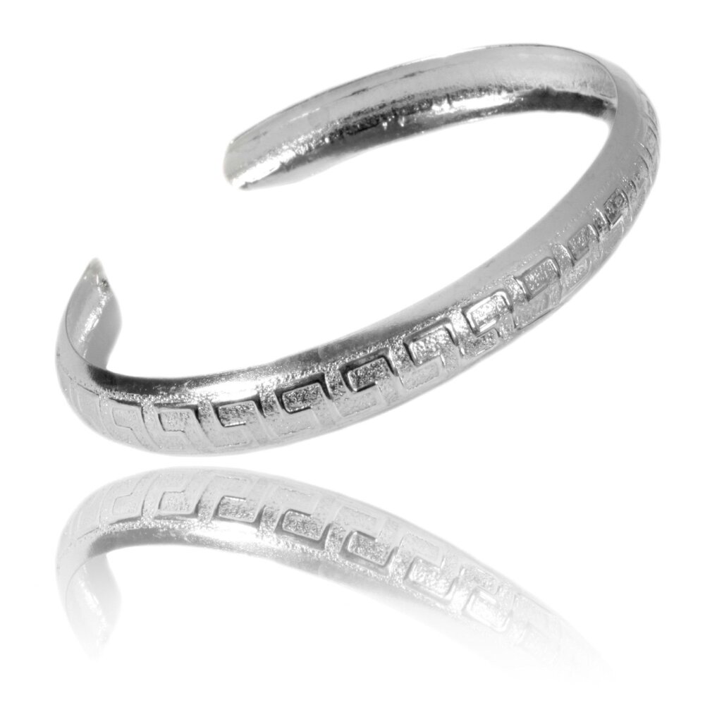 SILVER 925 HAWAIIAN BANGLE BRACELET BLACK ENAMEL KUUIPO SCROLL CUT OUT EDGE 8MM