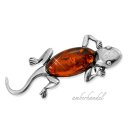 Brosche Eidechsen Gecko Salamander Bernstein Amber Silber...