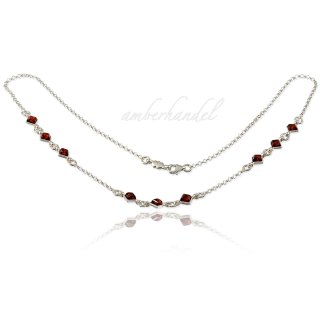 Collier Kette Bernstein Amber Silber 925 44 cm