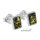 Ohrringe Ohrstecker  Bernstein Amber Silber 925  Grün