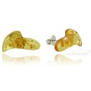 Ohrringe Ohrstecker Bernstein Amber Silber 925 Herz-Form...