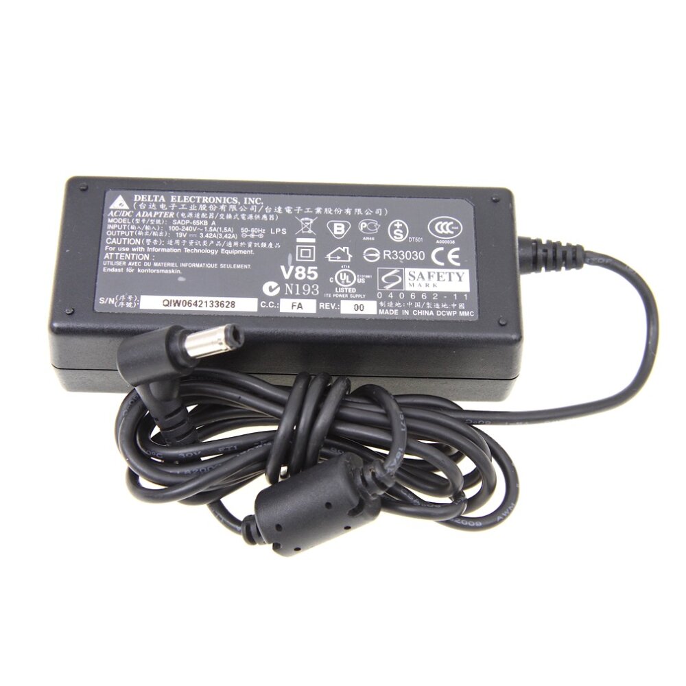 Chargeur Secteur Original DELTA ELECTRONICS 19V 3.42A - Modèles SADP-65KB D / SADP-65DB - Connecteur 5.5mm/1.7mm - Occasion En Excellent état De Fonctionnement