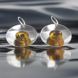 Ohrringe Ohrhänger earrings Bernstein Amber Silber 925 Unikat (Nr 2214)