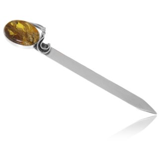Brieföffner Briefmesser 925er Silber Bernstein Amber Unikat ca 18,4 gr.