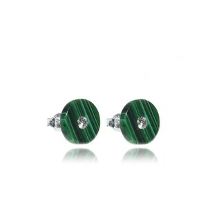 Ohrringe Ohrstecker Malachit (rec) Zirkonia Stein Silber 925