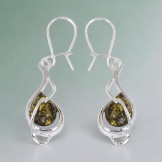 Ohrringe Bernstein Amber Silber 925 Grün (Nr 1701)
