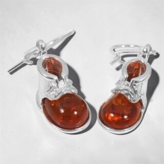 Ohrringe Schuhe Bernstein  Amber Silber 925 (Nr 2107)
